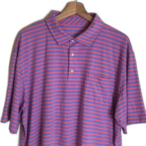 Peter millar mens short sleeve striped golf polo size XL performance wear
